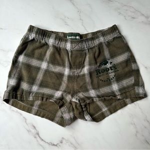 Roots XS Olive Green Cotton Flannel Shorts